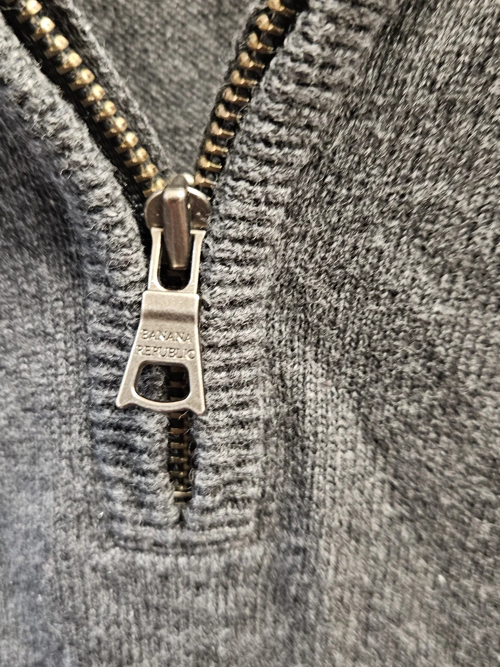 Banana Republic Men's Charcoal Gray Half-Zip Sweater